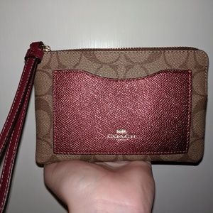 Coach Corner Zip Wristlet in Signature Canvas